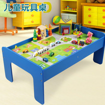 Child Sand Tray Table Toy Containing Table 88 Sheet Accumulated Wooden Train Tracks Table Multifunction Gaming Table