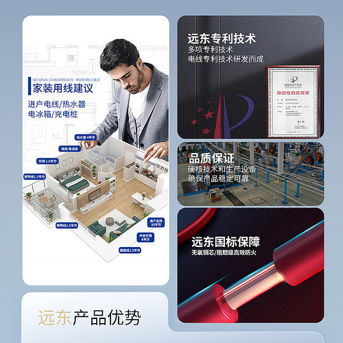 远东电缆BV1.5/2.5/4/6平方国标家装单芯单股铜电线【硬线】 - 图2
