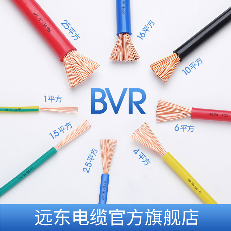 远东电缆BVR4平方阻燃家装国标单芯多股铜芯热水器用电线【软线】 - 图0