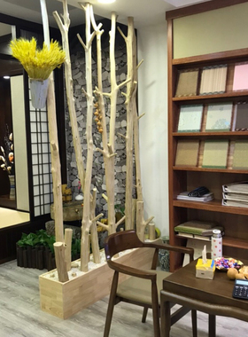环创天然实木客厅玄关装修树枝