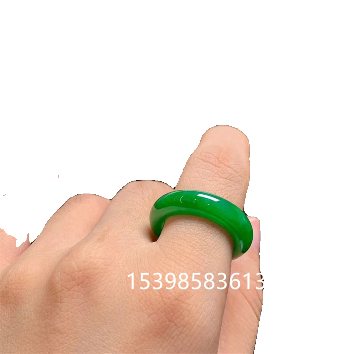 Jade Spicy Green Ring Full Color Dark Green Jade Ring