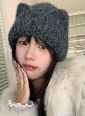 陈奶奶软乎乎毛线帽子女秋冬