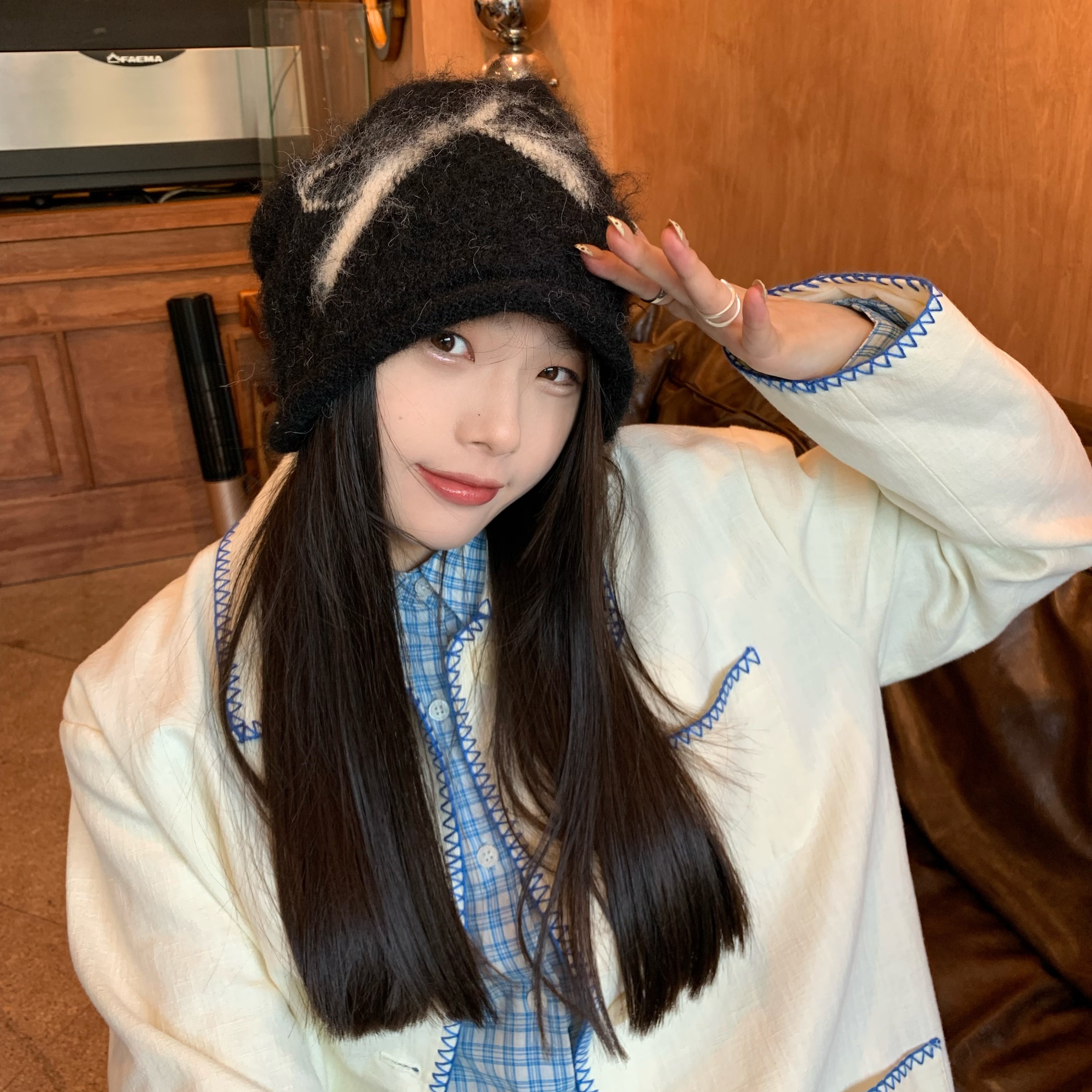 甜酷女陔专享版~蝴蝶结毛线针织帽堆堆帽慵懒冷帽秋冬显脸小帽子 - 图0