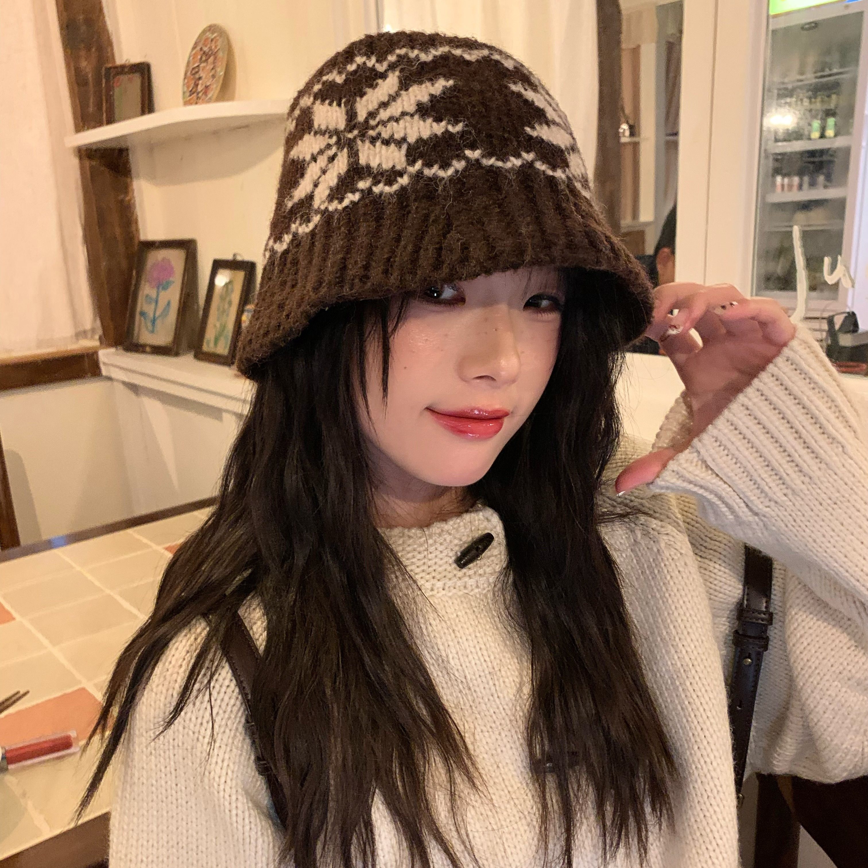 陈奶奶复古费尔岛风羊毛混纺针织渔夫帽子女秋冬保暖显脸小毛线帽,淘宝优惠券,粉丝福利购,淘宝优惠卷