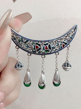 s925纯银小花流苏弯管吊坠项链