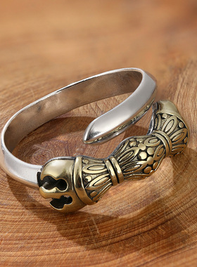 黑神话悟空如意金箍棒925纯银戒指复古祥云小众设计情侣开口戒指