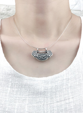 925银项链女长命锁如意平安吊坠