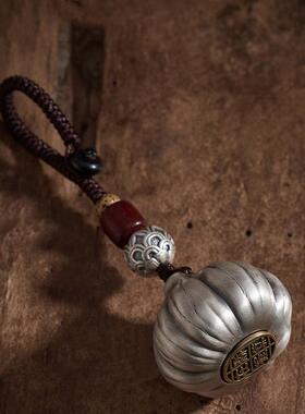 转运招财925纯银胜算在握大蒜高档汽车钥匙挂件可转动挂饰男女款