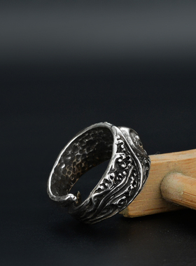 转运戒指阴阳纯银道家戒