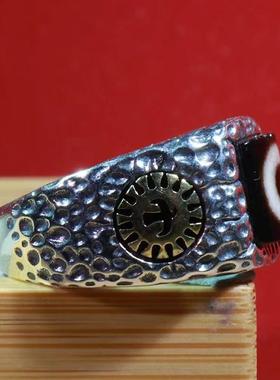 西藏一眼天珠戒指男复古民族风大黑天指环高级活口食指戒藏式尾戒