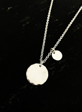 925银新款复古锤子镰刀项链男士硬币圆牌潮复古泰银个性嘻哈徽章