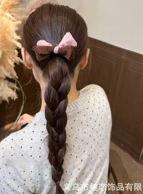 韩版拼色蝴蝶结发圈女高弹力