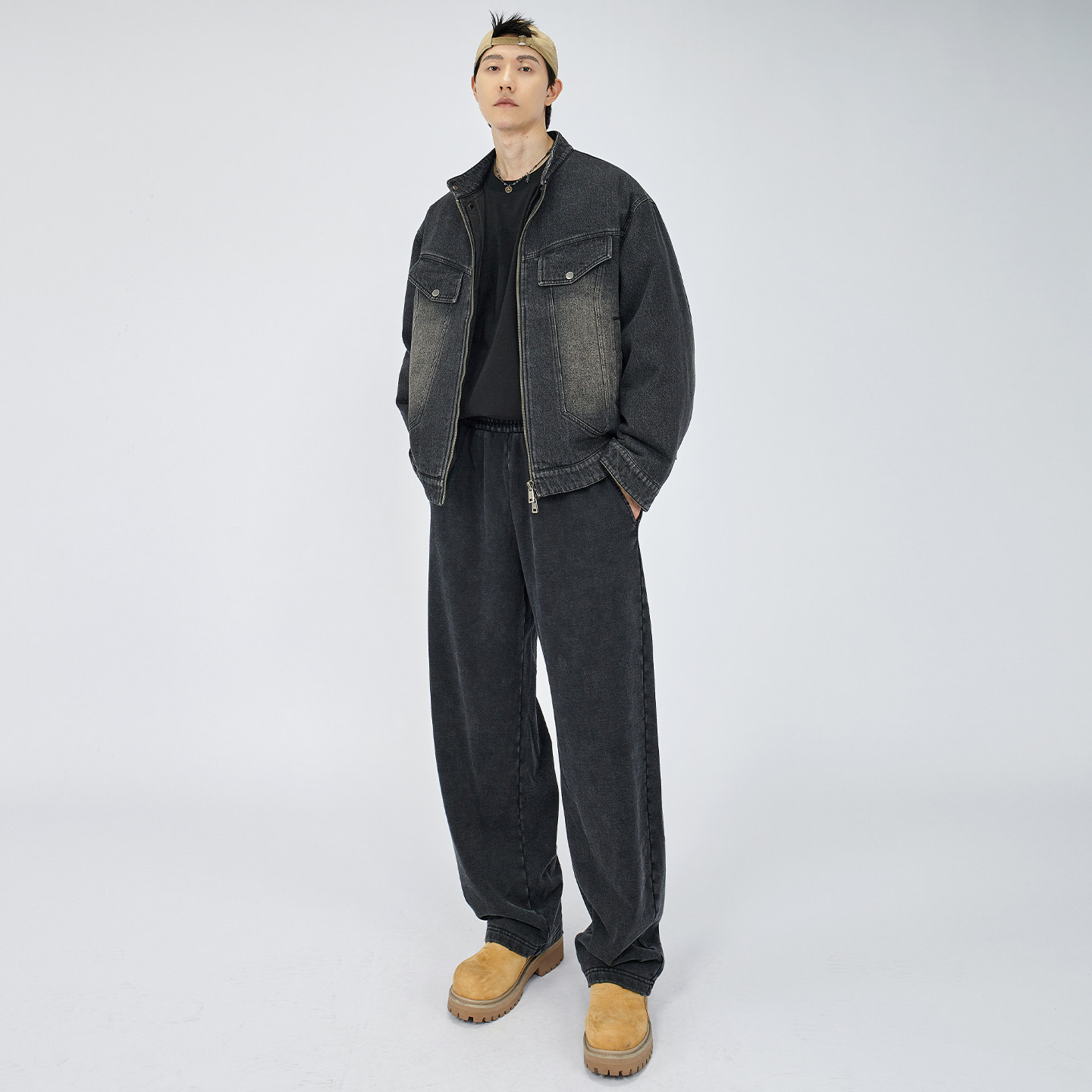 HAMB原创 2025秋冬新款美式复古水洗做旧弯刀休闲裤宽松卫裤男,淘宝优惠券,粉丝福利购,淘宝优惠卷