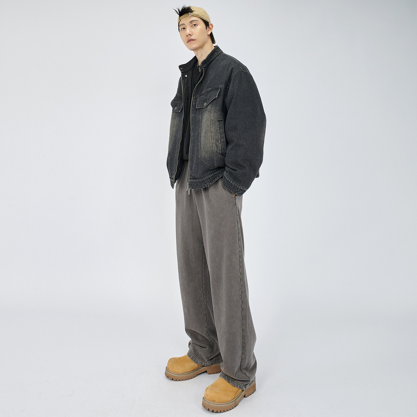 HAMB原创 2025秋冬新款美式复古水洗做旧弯刀休闲裤宽松卫裤男,淘宝优惠券,粉丝福利购,淘宝优惠卷