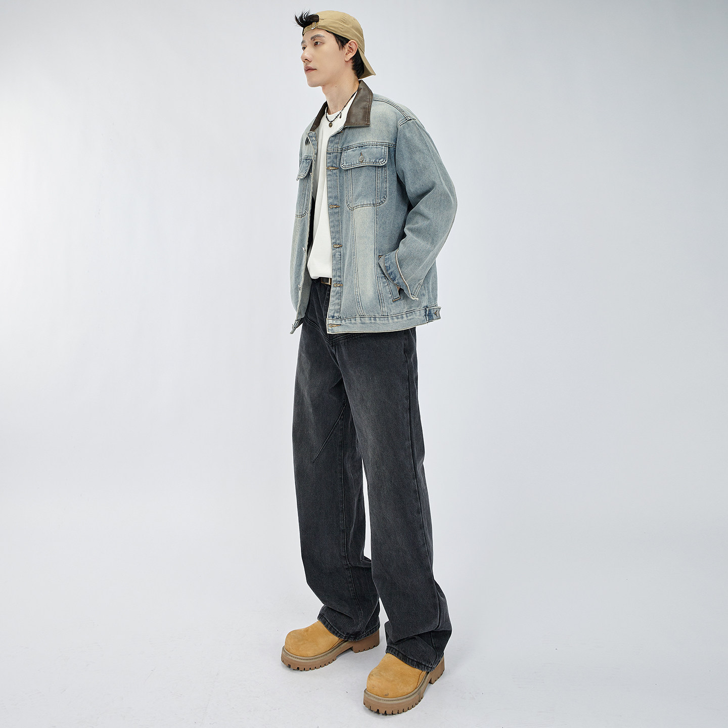 HAMB原创 2025秋季美式复古巴恩风牛仔外套男夹克上衣痞帅设计感,淘宝优惠券,粉丝福利购,淘宝优惠卷