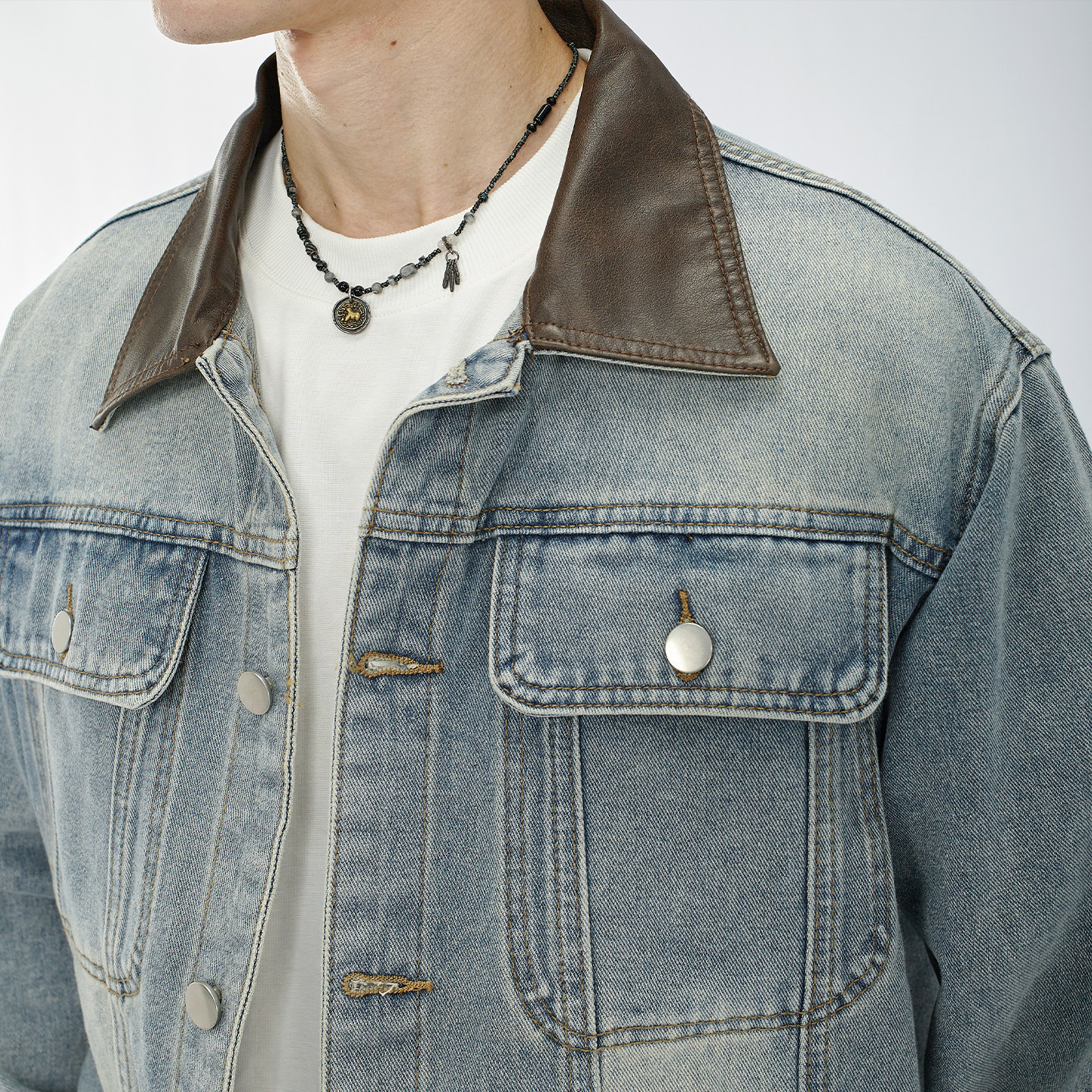 HAMB原创 2025秋季美式复古巴恩风牛仔外套男夹克上衣痞帅设计感,淘宝优惠券,粉丝福利购,淘宝优惠卷