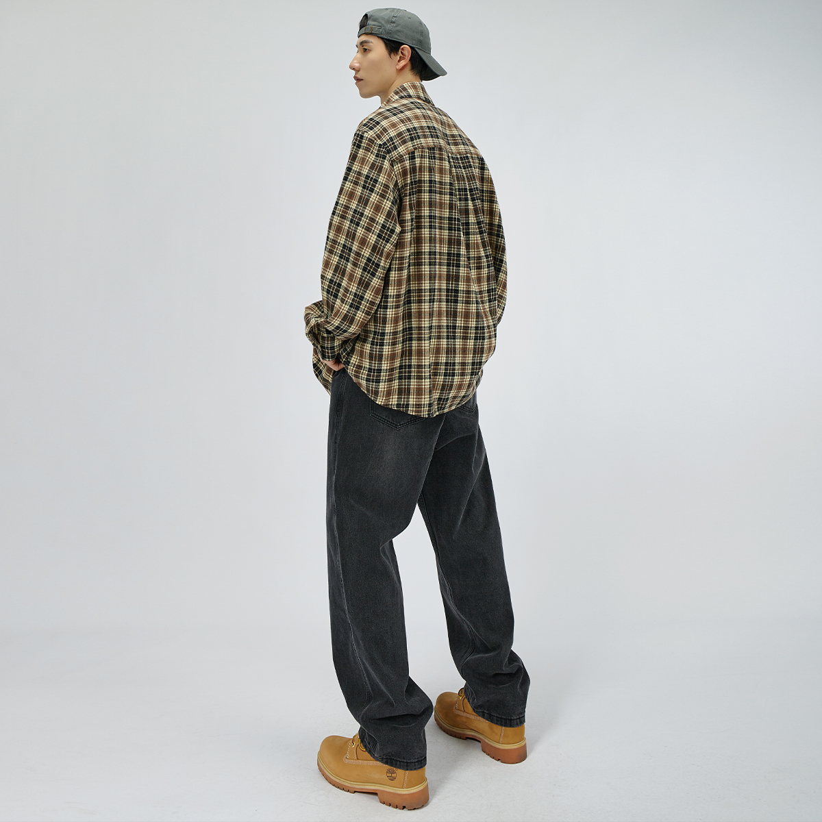 HAMB原创 2025秋冬新款美式复古洗水黑牛仔裤男加绒直筒宽松大码 - 图3