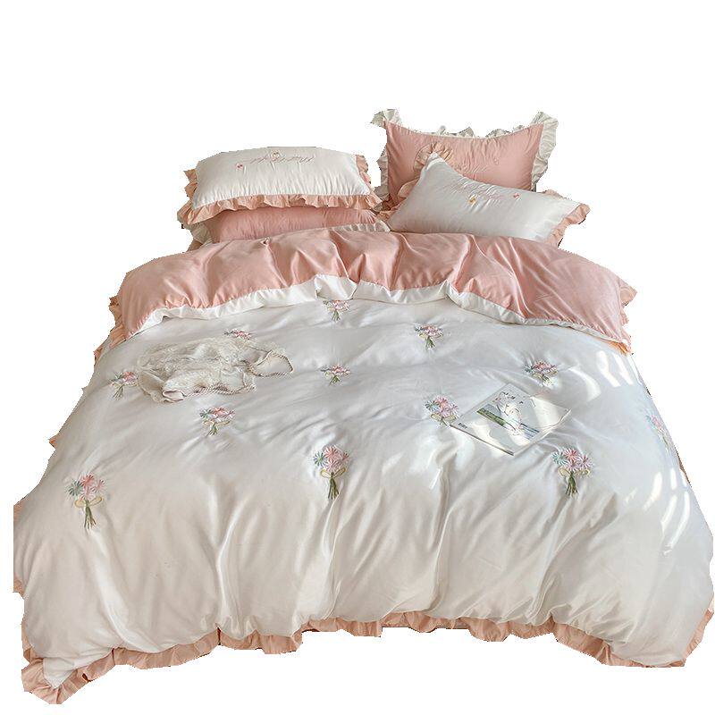 天丝夏天真丝四件套冰丝公主风床单 莱美秋床品套件/四件套/多件套