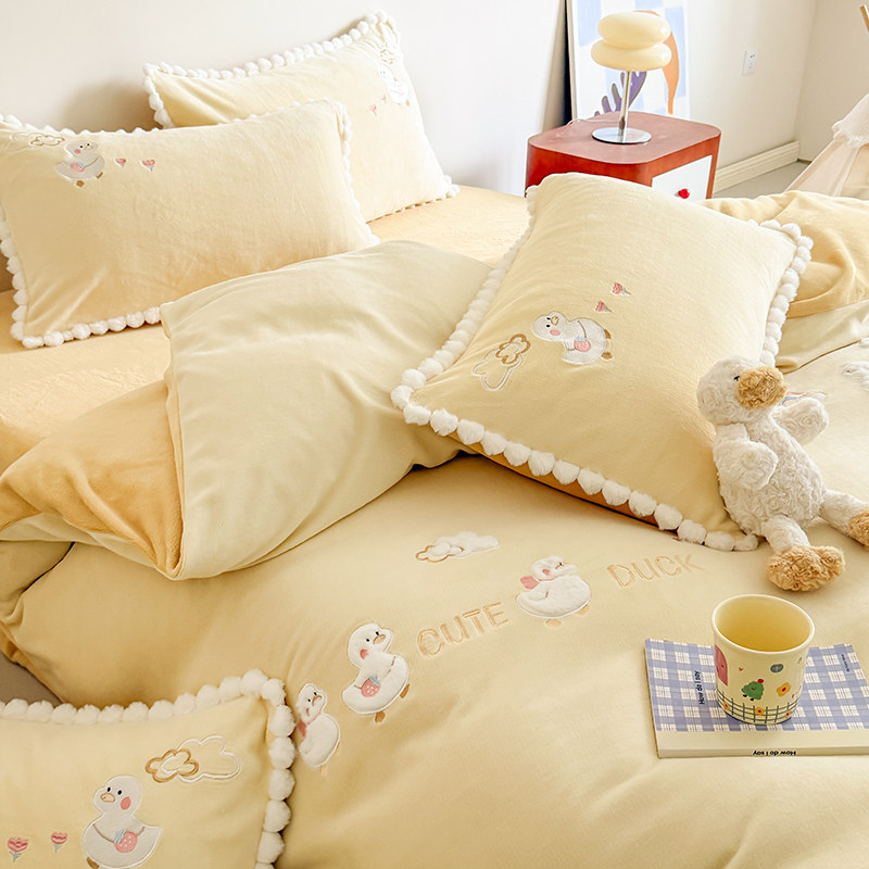 A类母婴级儿童牛奶绒四件套冬季可爱卡通宝宝绒面三件套床单被套4,淘宝优惠券,粉丝福利购,淘宝优惠卷
