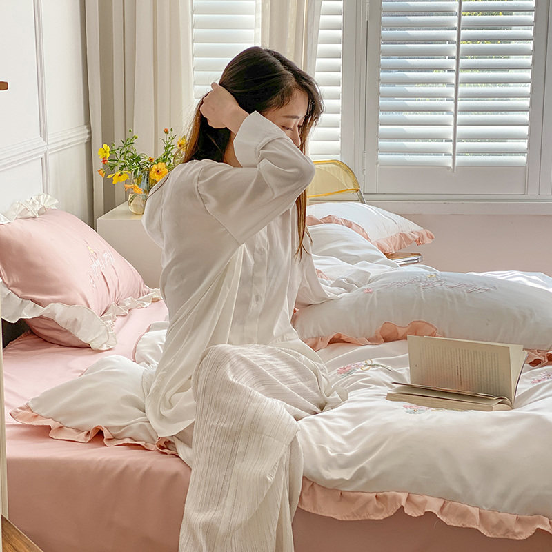 天丝夏天真丝四件套冰丝公主风床单 莱美秋床品套件/四件套/多件套