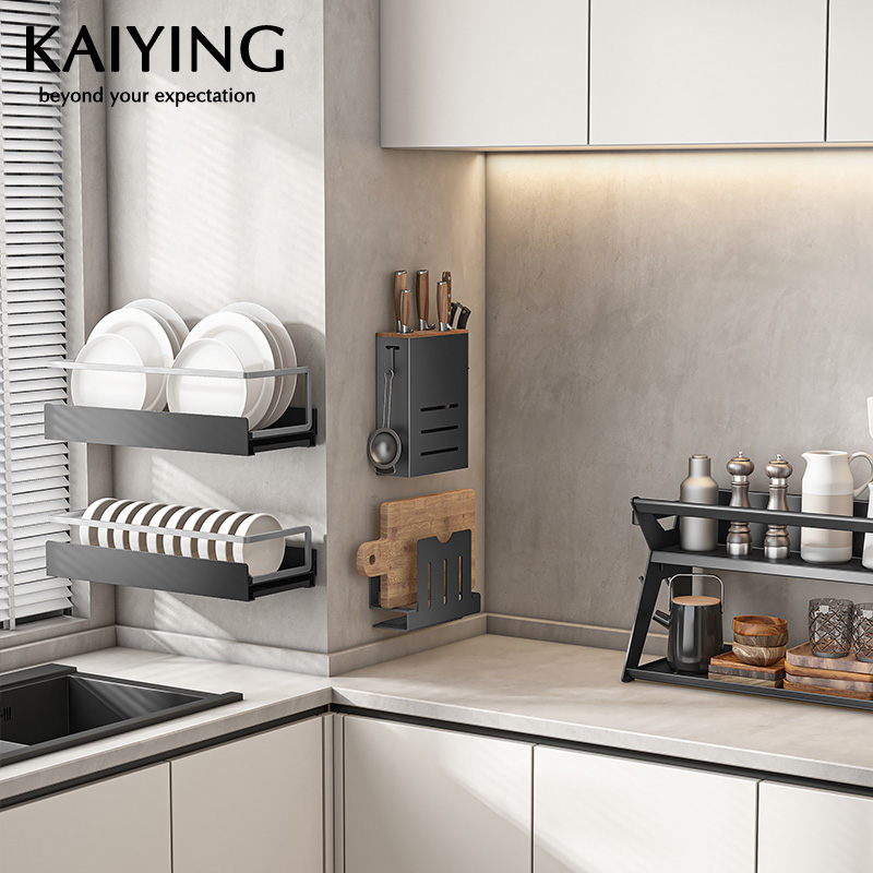 凯鹰北欧黑色免打孔厨房多功能收纳置物架壁挂挂架调料架墙上家用,淘宝优惠券,粉丝福利购,淘宝优惠卷