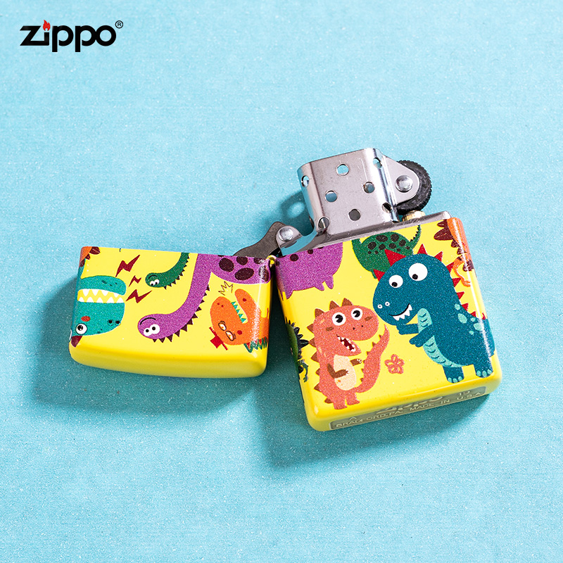 zippo打火机正版zppo原装正品zipoo芝宝卡通哑漆zp小恐龙个性创意-图2