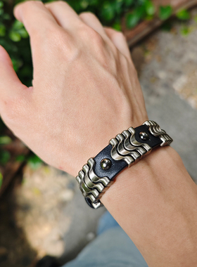 BOTANE25SS牛皮五金手镯