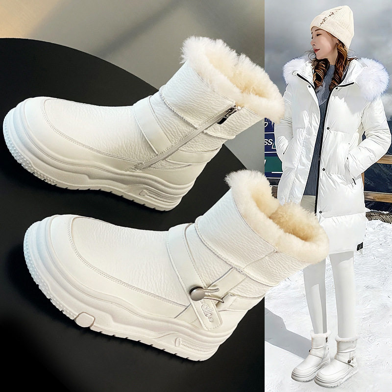 羊毛口厚底雪地靴女2025冬季加绒加厚真皮短靴防水防滑保暖大棉鞋,淘宝优惠券,粉丝福利购,淘宝优惠卷