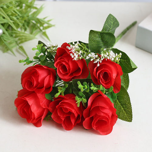 单支摆设小菊花家居装饰玫瑰假花仿真百合塑料花室内插花干花花束 - 图1