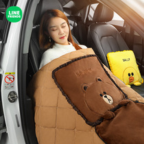 Line Bear Car Hug Pillow Quilt Double-Purpose Car Air Conditioning Quilt by folded blanket for vehicle Thickened Quilt by Pillow Car