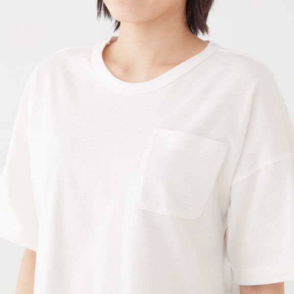 郡是GUNZE睡衣女纯棉透气黑科技面料休闲宽松居家落肩短袖上衣