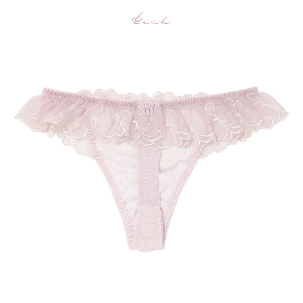 日本NARUE内裤女柔软弹力日系蕾丝边刺绣可爱优雅性感低腰丁字T裤 - 图2