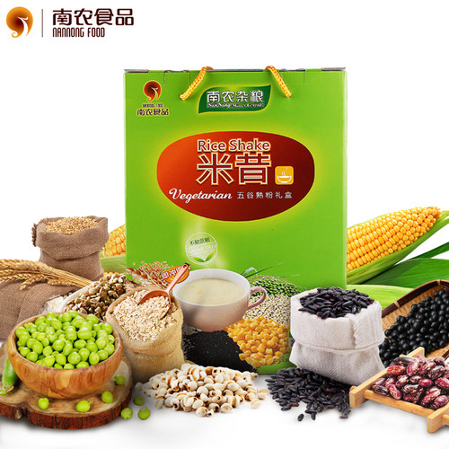 南农无添加蔗糖六件套米昔礼盒食品五谷代餐饱腹冲饮熟粉6种口味 - 图0