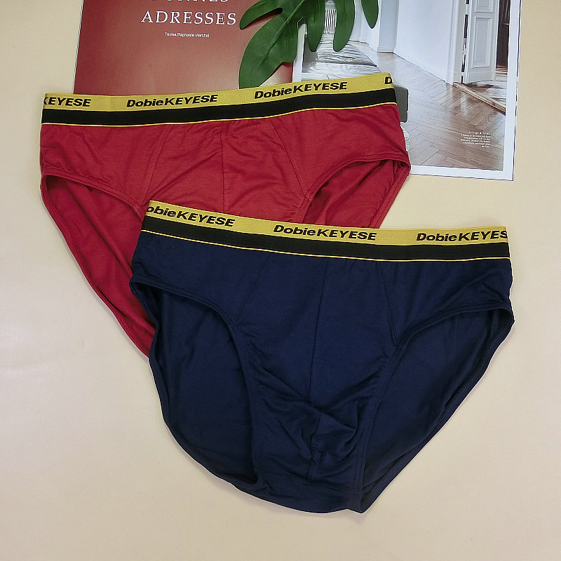 正品杜比骑士纯色宽边抗菌竹纤维男士中腰三角内裤 - 图1