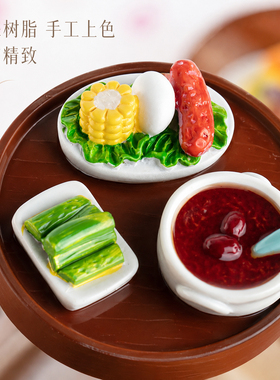 红豆粥早餐香肠鸡蛋树脂冰箱贴