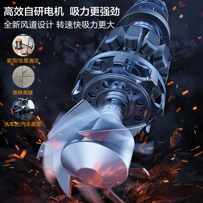 亿力吸尘器大吸力家用商用大功率车用装修强力调速工业吸水吸尘机