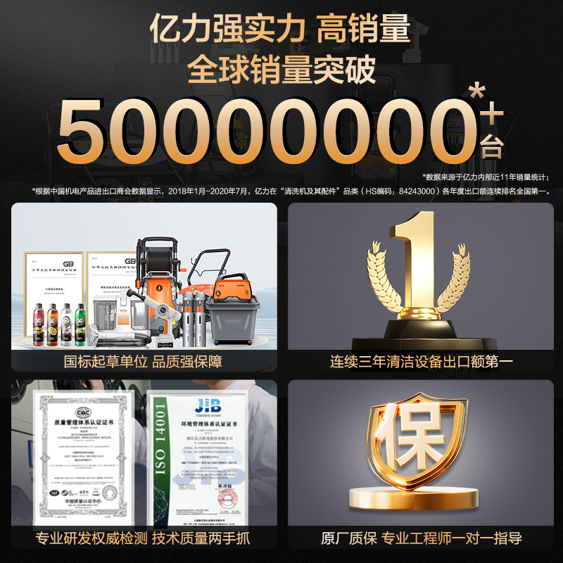 亿力高压洗车机水枪大功率220v家用便携式洗地刷车强力清洗机神器
