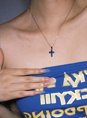 DosPuntos蓝色十字架项链