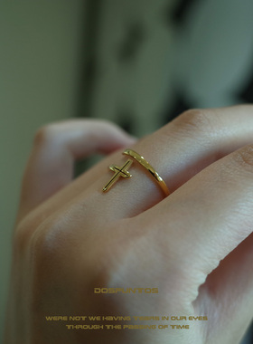 DosPuntos女钛钢欧美十字架戒指