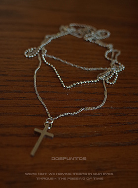 DosPuntos钛钢女多层十字架项链
