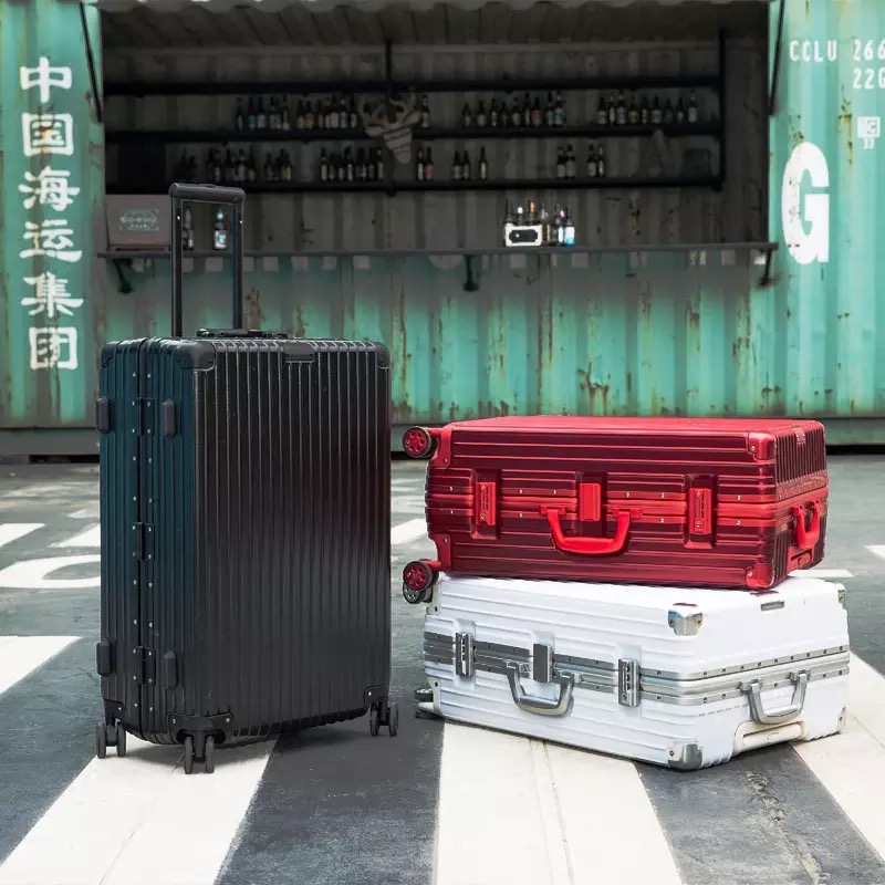 明星同款拉桿箱萬向輪鋁框旅行箱女PC行李箱男女登機箱24/26/28寸
