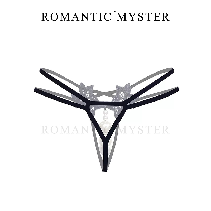入谜 欧美3CM大珍珠内裤女性感纯欲蕾丝低腰诱惑大码丁字裤 - 图2