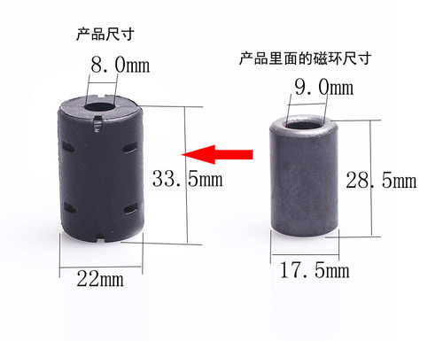 一体式抗干扰防干扰消磁环8MM VGA HDMI USB AV线屏蔽磁环-图3