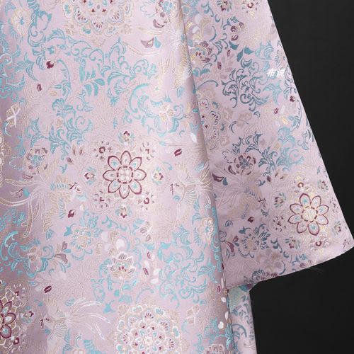 凤仪花颂织锦缎提花面料 粉色 甜美外套马甲连衣裙丝滑有光泽布料 - 图1