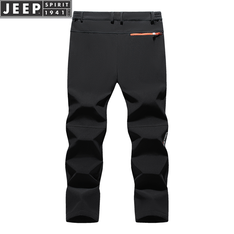 JEEP/吉普冲锋裤男冬季加绒加厚防风防水户外软壳裤冲锋裤登山裤