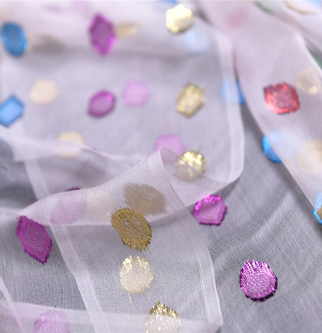 星梦空间 超美织金真丝剪花薄纱乔其纱6姆100丝112宽 设计师 - 图1