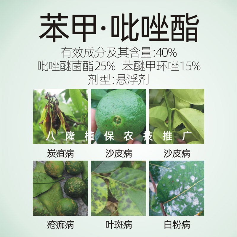 八隆植保40%苯甲吡唑酯柑橘果树蔬菜炭疽沙皮疮痂叶斑病杀菌剂-图0