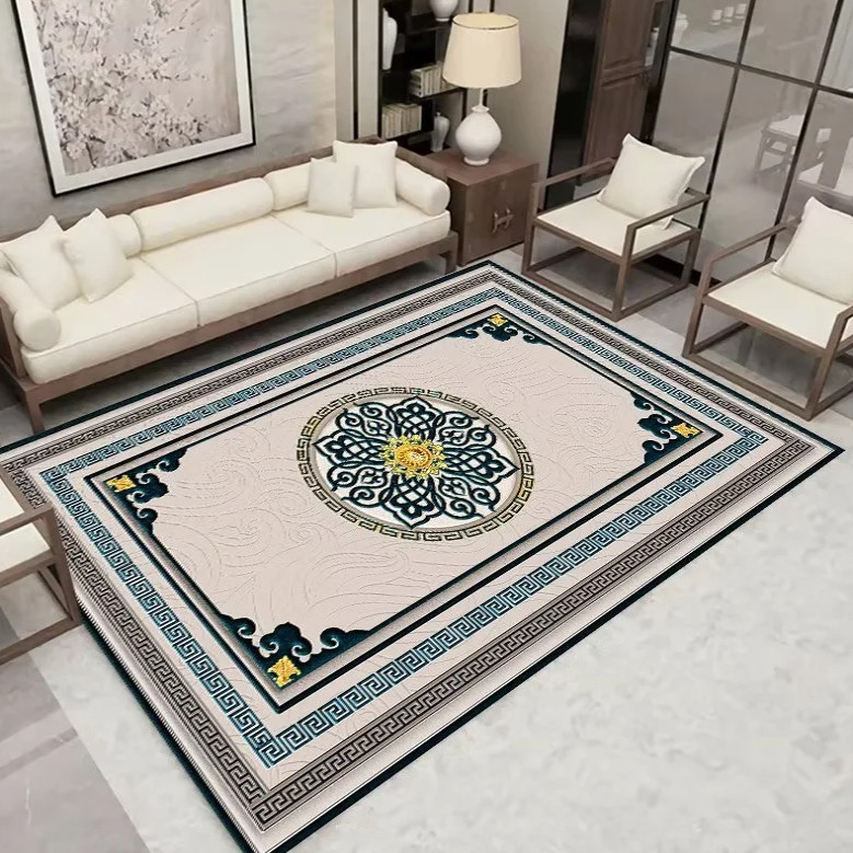 高端防水圈绒新中式地毯客厅茶几毯卧室书房沙发中国风禅意复古