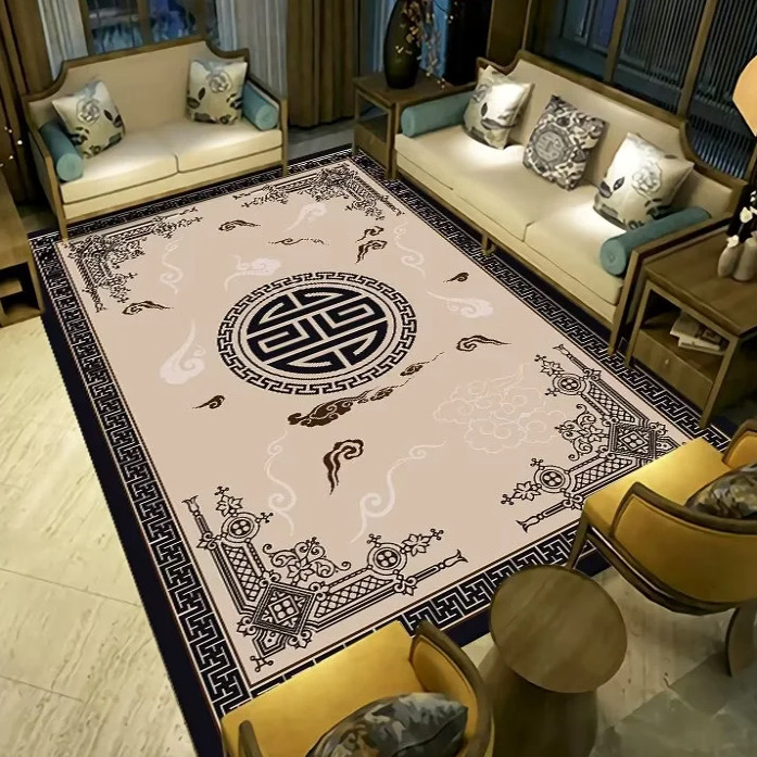 高端防水圈绒新中式地毯客厅茶几毯卧室书房沙发中国风禅意复古