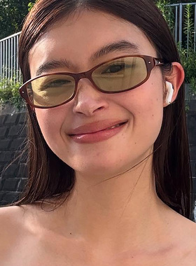 亚裔风复古玳瑁框绿色墨镜女辣妹y2k街拍凹造型夏季个性太阳镜潮
